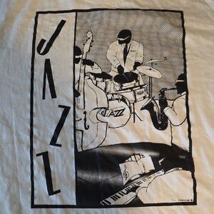 Mens Classic, XL, Black & White Jazz Short Sleeve Shirt